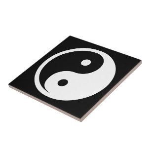 Yin Yang-symbol - solid tatuering design 2 Kakelplatta