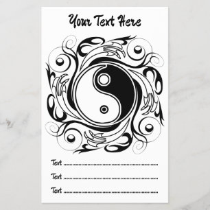 Yin & Yang-symbol svart och vit tatueringsstil Flygblad