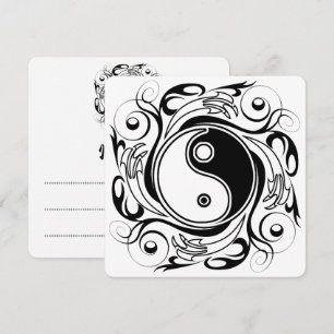 Yin & Yang-symbol svart och vit tatueringsstil Inbjudningar