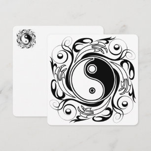 Yin & Yang-symbol svart och vit tatueringsstil Julkort