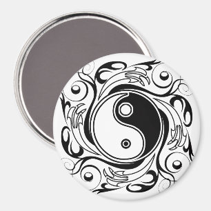 Yin & Yang-symbol svart och vit tatueringsstil Magnet