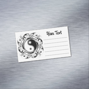Yin & Yang-symbol svart och vit tatueringsstil Magnetiska Visitkort