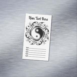 Yin & Yang-symbol svart och vit tatueringsstil Magnetiska Visitkort