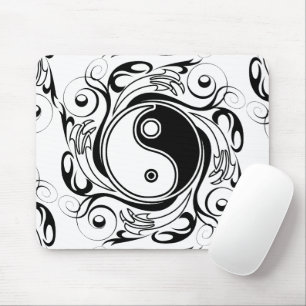 Yin & Yang-symbol svart och vit tatueringsstil Musmatta