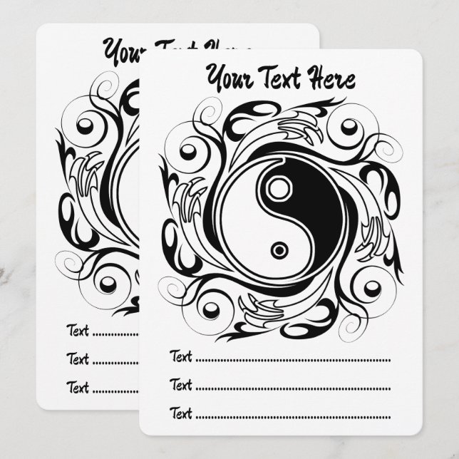 Yin & Yang-symbol svart och vit tatueringsstil Program (Fram/baksida)