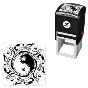 Yin & Yang-symbol svart och vit tatueringsstil Självfärgande Stämpel