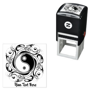 Yin & Yang-symbol svart och vit tatueringsstil Självfärgande Stämpel
