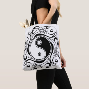 Yin & Yang-symbol svart och vit tatueringsstil Tygkasse