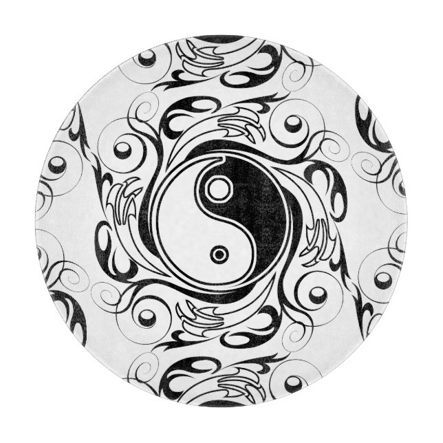 Yin & Yang-symbol svart-vit tatueringsstil (Framsidan)