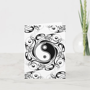 Yin & Yang-symbol svart-vit tatueringsstil Inbjudan