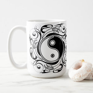 Yin & Yang-symbol svart-vit tatueringsstil Kaffemugg