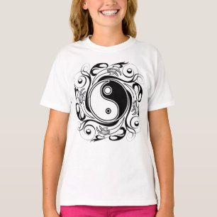 Yin & Yang-symbol svart-vit tatueringsstil T Shirt