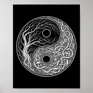 Yin Yang-symbol Träd des liv, Tai Chi, Qigong, Yog Poster