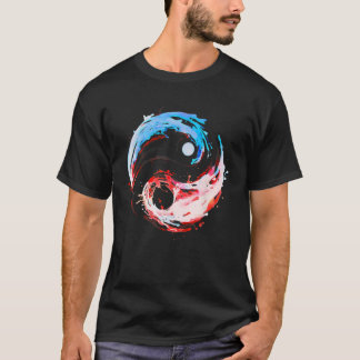 Yin Yang Tai Chi Meditate Hett & Kall Harmony i Mo T Shirt