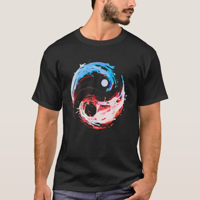Yin Yang Tai Chi Meditate Hett & Kall Harmony i Mo T Shirt (Framsida)