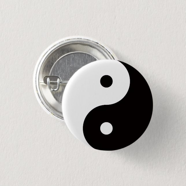 Yin Yang Tai Ji kinesiskt symbolpin knapp (Framsida & baksida)