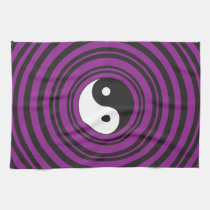 Yin Yang Taijitu symbol Lila Black Circles Kökshandduk