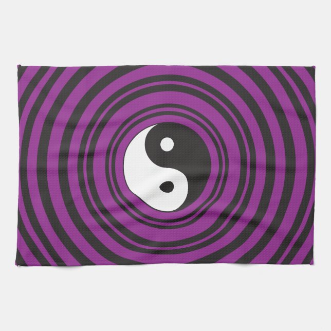 Yin Yang Taijitu symbol Lila Black Circles Kökshandduk (Horisontell)