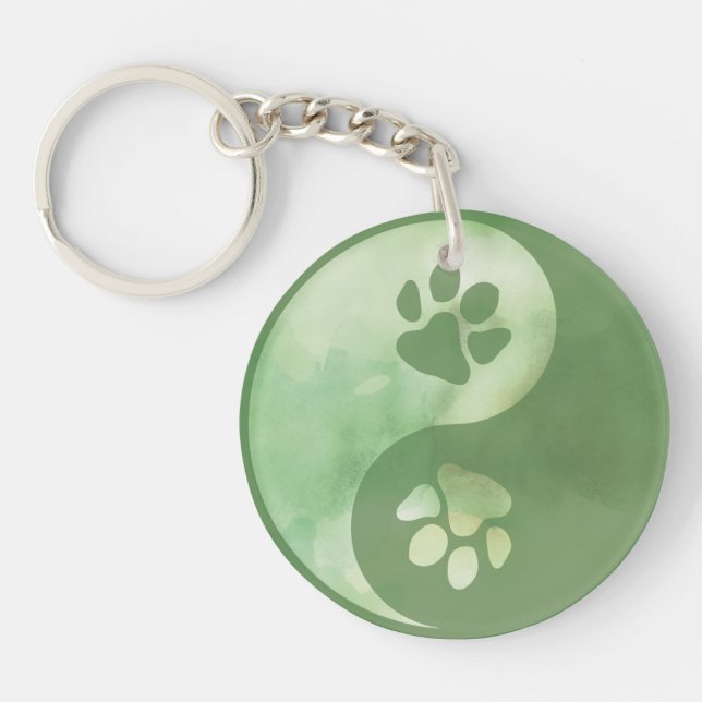 Yin Yang Tass Grönt Keychain (Framsidan)
