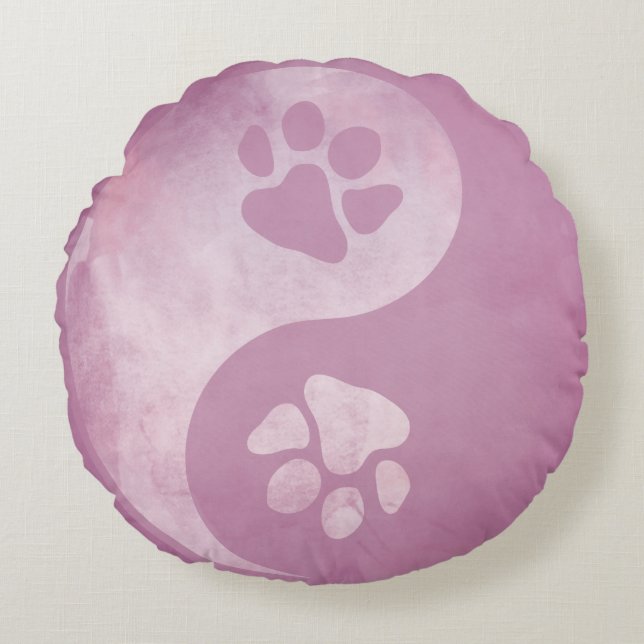 Yin Yang Tass Rosa Rund Kudde (Framsidan)
