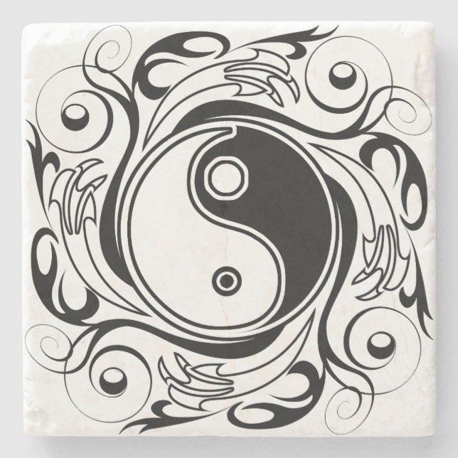 Yin Yang Tattoo Ornamental Stil Stenunderlägg (Framsidan)
