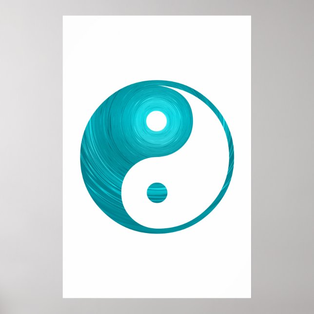 Yin Yang Teal Blue Aqua Spiral Template Yin-Yang Poster (Framsidan)