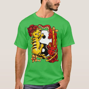 Yin Yang Tiger Dragon Chinese Zodiac Asian Tiger T Shirt