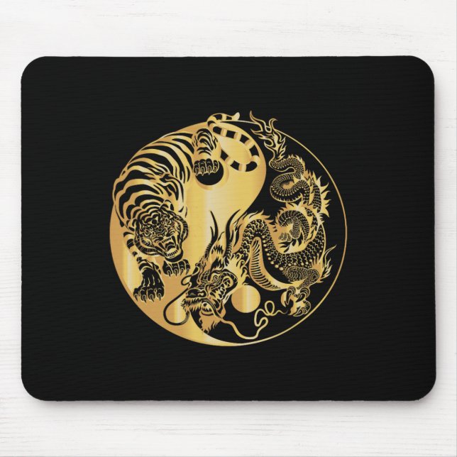 Yin Yang Tiger Dragon Guld  Musmatta (Framsidan)