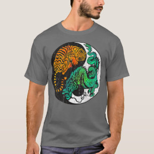 Yin Yang Tiger Dragon Retro Tattoo Stil MMA Marti T Shirt