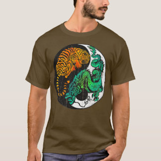 Yin Yang Tiger Dragon Retro Tattoo Stil MMA Marti T Shirt