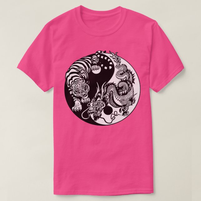 Yin Yang Tiger Dragon T Shirt (Design framsida)