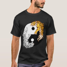 Yin & Yang tigermanar grundläggande mörka T-tröja
