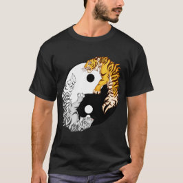 Yin & Yang tigermanar grundläggande mörka T-tröja Tee