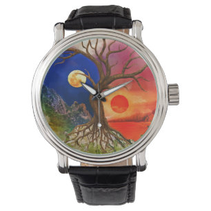Yin Yang Träd landskap Armbandsur