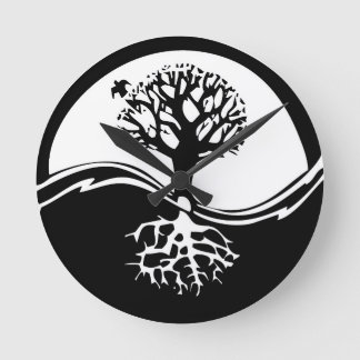 Yin & Yang träd Rund Klocka