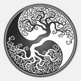 Yin Yang Träd Runt Klistermärke