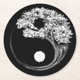 Yin Yang Träd Underlägg Papper Rund