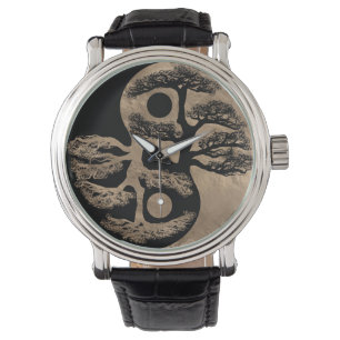 Yin Yang trädsvart och guld Armbandsur