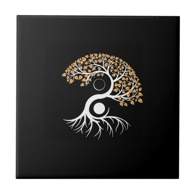 Yin Yang Tree - Golden Leaves Kakelplatta (Framsidan)