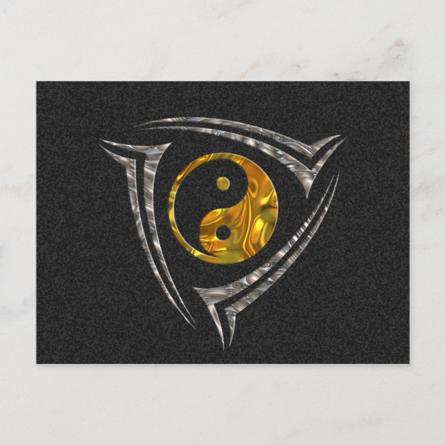 Yin & Yang / Tribal - guld silver Vykort (Framsida)