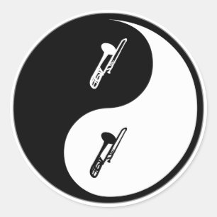 Yin Yang Trombone Runt Klistermärke
