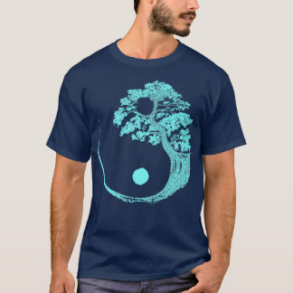 Yin Yang Turkvoise Blue Bonsai Träd Japanska Zen T Shirt