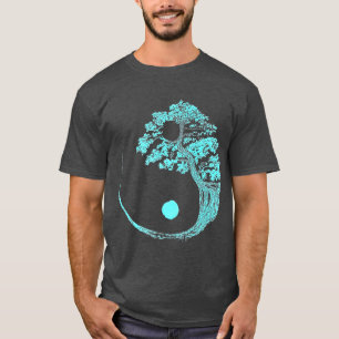 Yin Yang Turkvoise Blue Bonsai Träd Japanska Zen T Shirt