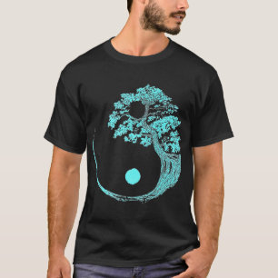 Yin Yang Turkvoise Blue Bonsai Träd Japanska Zen T Shirt