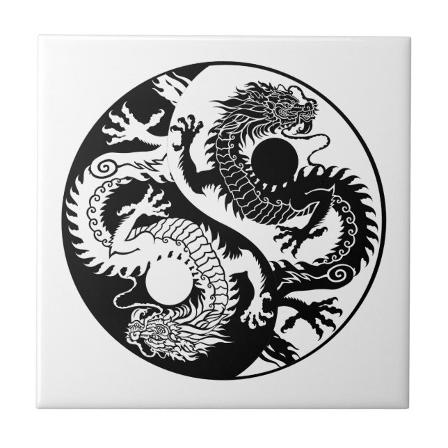 YIN YANG TVÅ DRAGONER KAKELPLATTA (Framsidan)