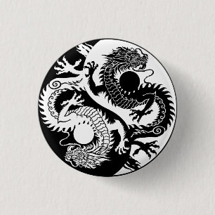 YIN YANG TVÅ DRAGONS KEYCHAIN KNAPP