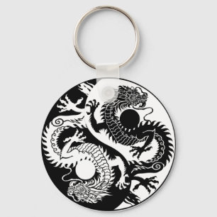 YIN YANG TVÅ DRAGONS KEYCHAIN NYCKELRING