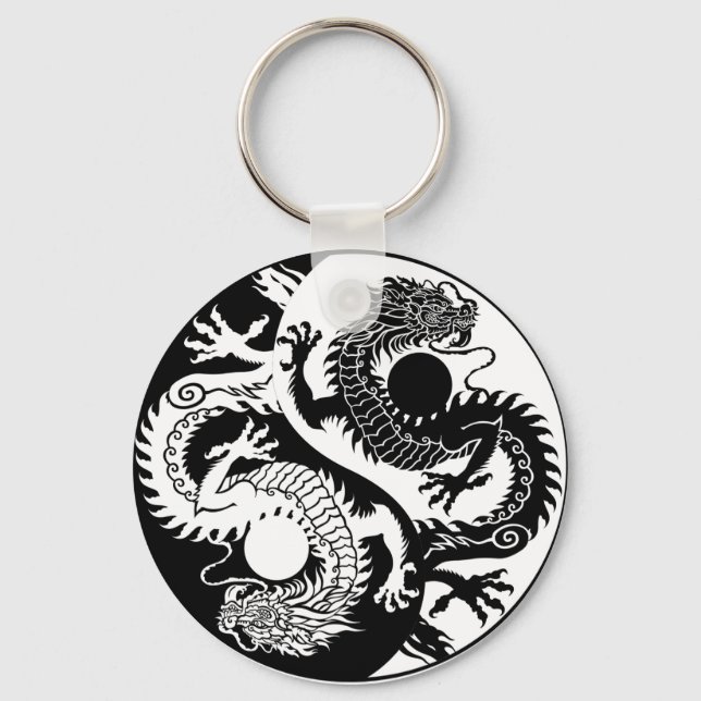 YIN YANG TVÅ DRAGONS KEYCHAIN NYCKELRING (Framsida)