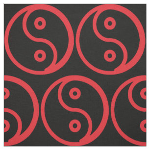 Yin Yang tyg - svart som är röd