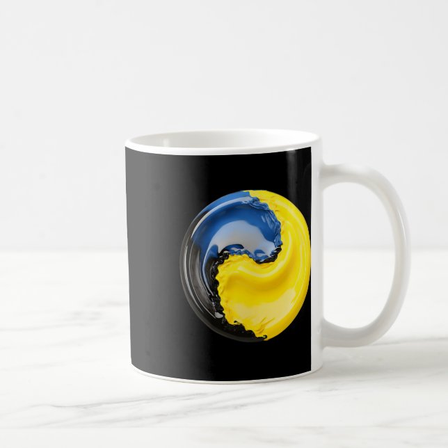 Yin Yang Ukraina Blå Och Gul  Kaffemugg (Höger)